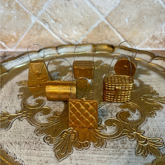 Two's Company Vintage Golden Purse Placecard Holders-Set of 6 - Picture 9 of 10